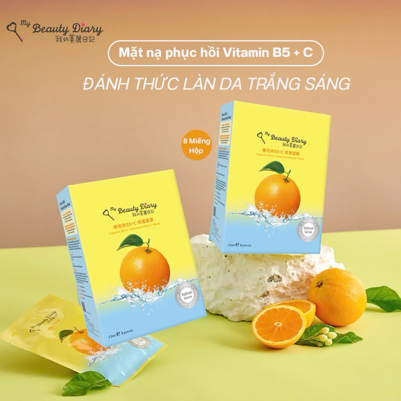 Mặt nạ phục hồi Vitamin B5+C My beauty diary Đài Loan giúp trắng sáng da 23ml/miếng