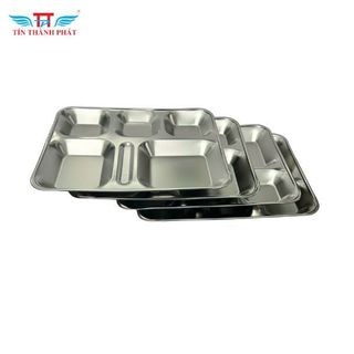 Khay đựng cơm phần inox 5 ngăn nhỏ Tín Thành Phát, tiện lợi, phù hợp bếp ăn trường học, Bệnh Viện