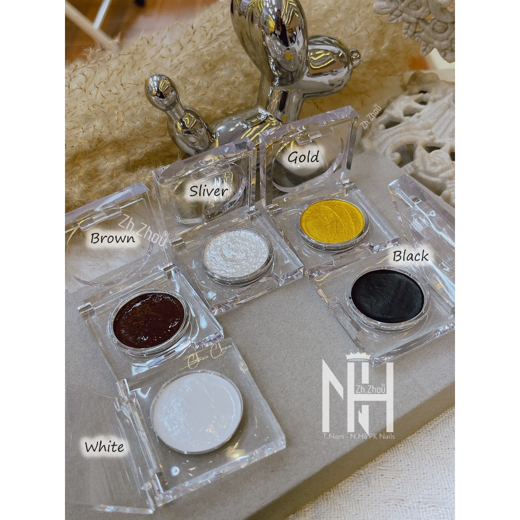 Màu nước vẽ vân đá nail hũ vuông dẹt , màu nước nén vẽ loang