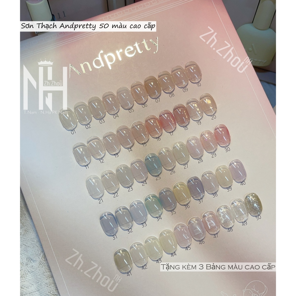 sơn thạch đục andpretty, sơn thạch cao cấp tặng 3 bảng màu  sơn gel trang trí móng cao cấp.