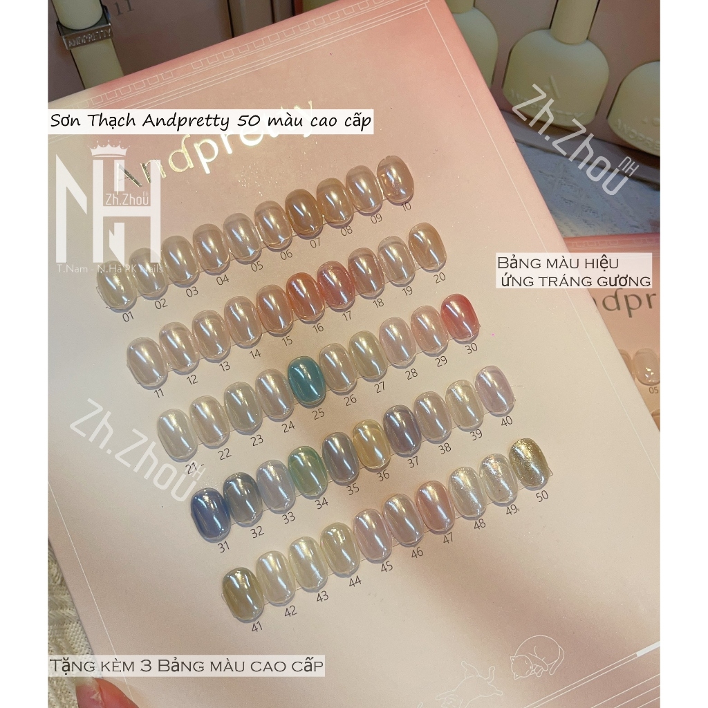 sơn thạch đục andpretty, sơn thạch cao cấp tặng 3 bảng màu  sơn gel trang trí móng cao cấp.