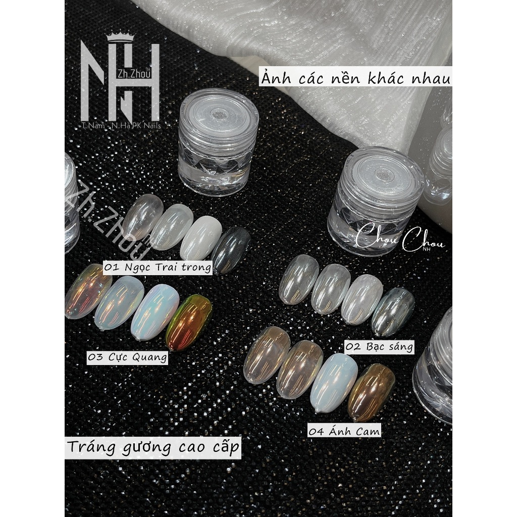 Tráng gương trắng trăng tráng giương cực quang,  Tráng gương trắng  cao cấp. phụ kiện nail chính hãng