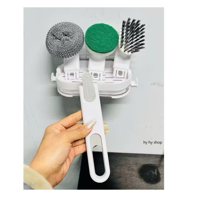 Set dụng cụ chà rửa, cọ xoong nồi đa năng 3 trong 1 có khay để ráo nước ...