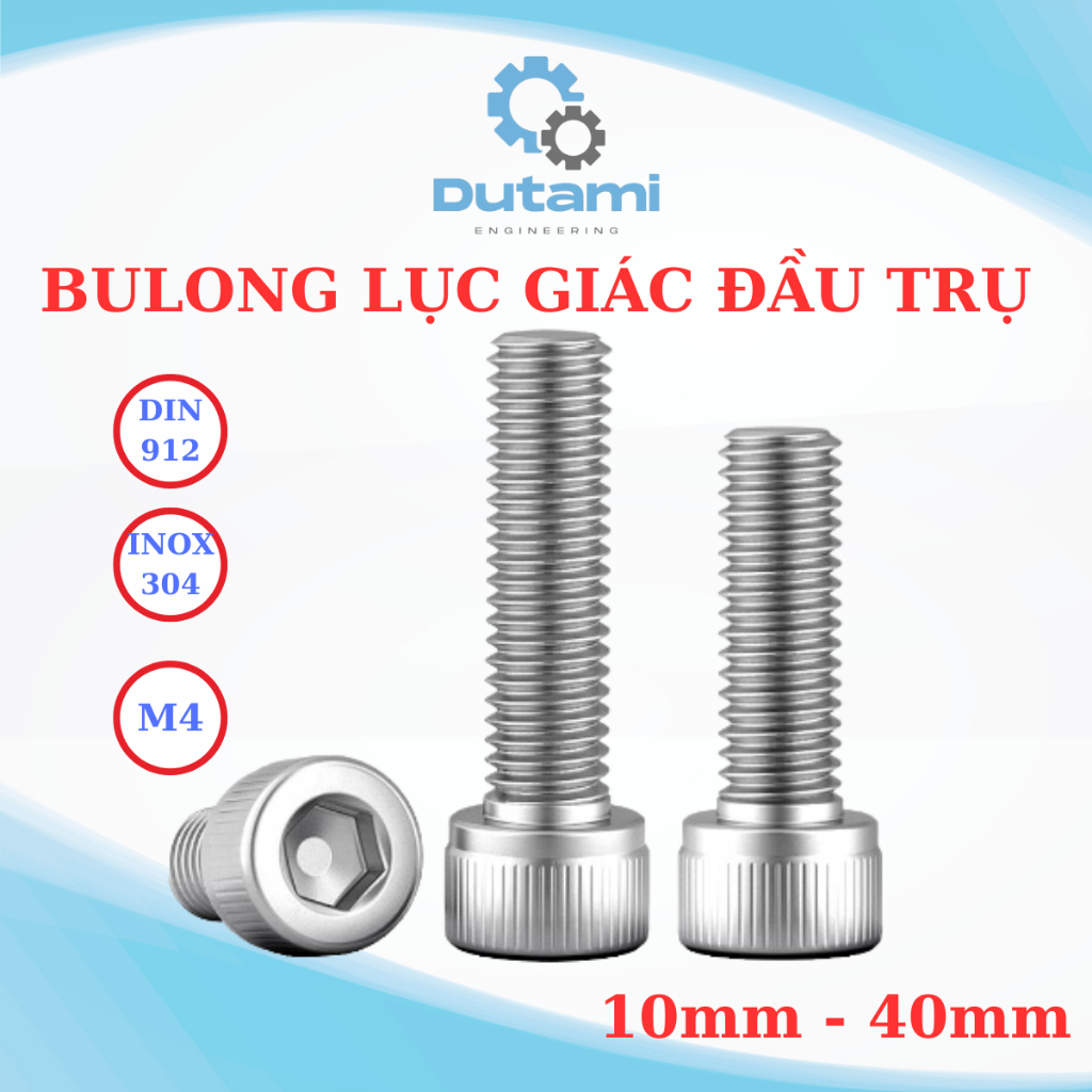 Bulong lục giác chìm đầu trụ Inox 304 M4 (4li), ốc chìm đầu trụ 4li ...