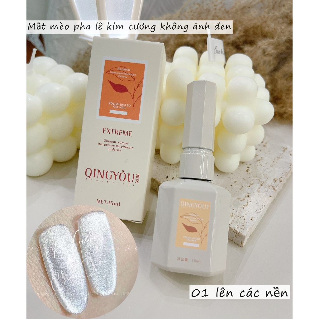 Mắt mèo kim cương bạc không ánh đen, mắt mèo kim cương đủ màu, mắt mèo cực quang phụ kiện nail chính hãng