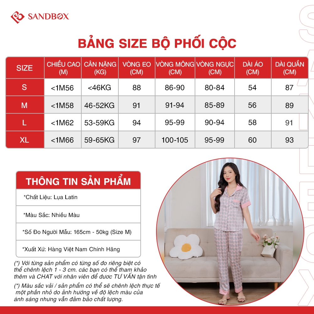 Ảnh Bộ Pijama SANDBOX Lụa Latin Nhật Cao Cấp Mềm Mịn, Họa Tiết Thiết Kế Hoa Phối Màu(BPC24001) 2