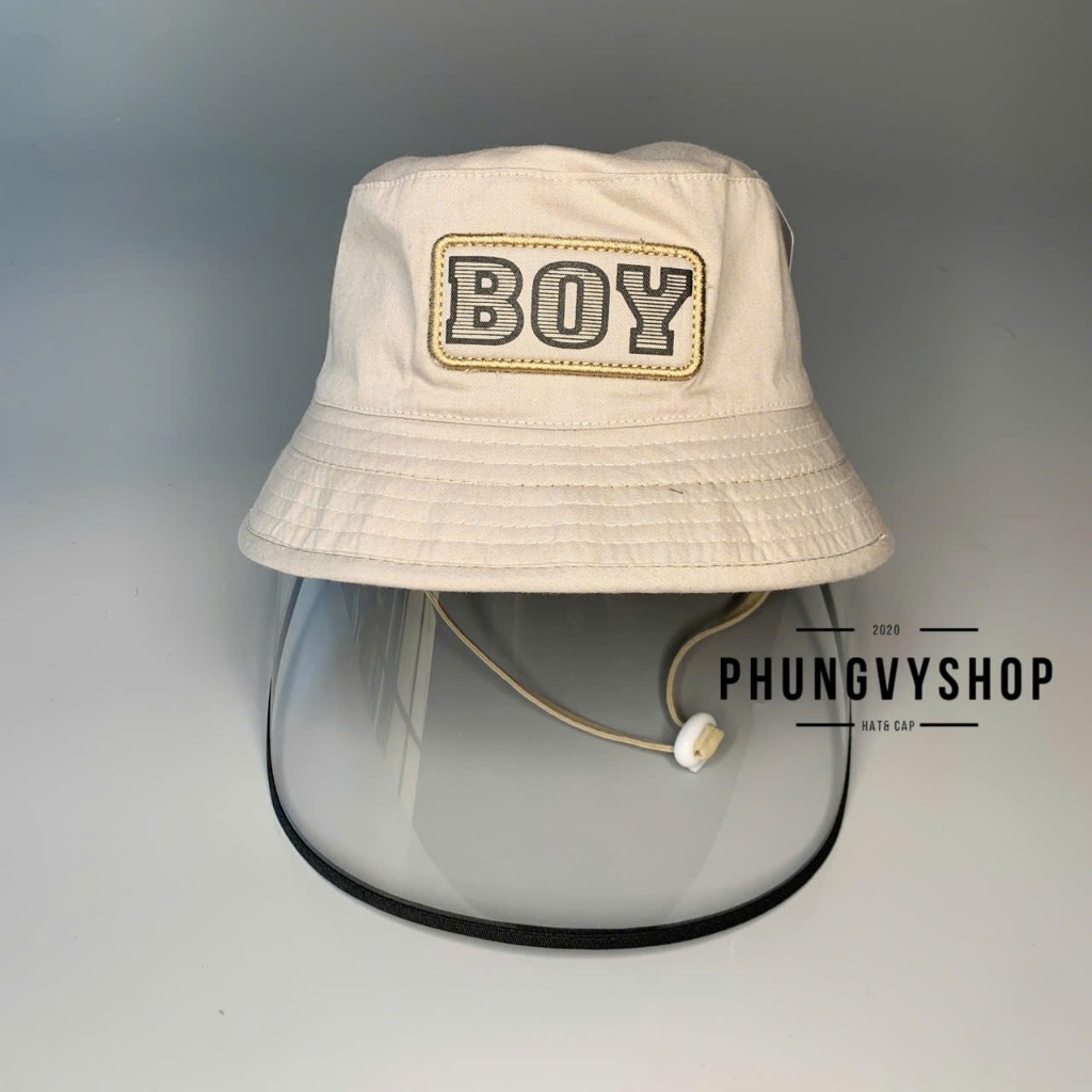 (Bé 2-4 Tuổi/ Vòng đầu 51cm) Mũ CHỐNG GIỌT BẮN cho bé trai thêu BOYTRON- Nón cản bụi trẻ em