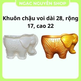 Khuôn đổ chậu Hình con voi bé dài 28cm cao 22cm ngang 17cm đổ úp đáy nhựa abs