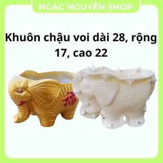 Khuôn đổ chậu Hình con voi bé dài 28cm cao 22cm ngang 17cm đổ úp đáy nhựa abs