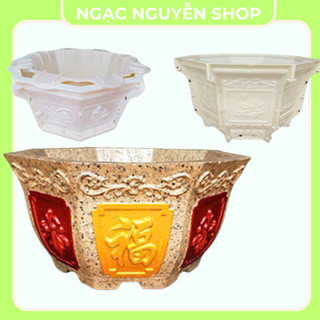 Thanh lý khuôn đúc chậu bát giác rộng 50, cao 27 cm, có chân đôn chất liệu nhựa abs