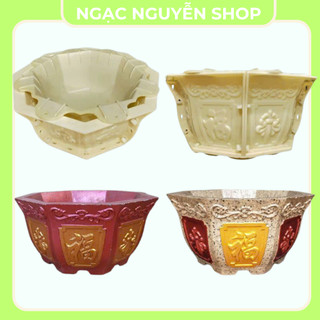 Thanh lý khuôn đúc chậu bát giác rộng 50, cao 27 cm, có chân đôn chất liệu nhựa abs