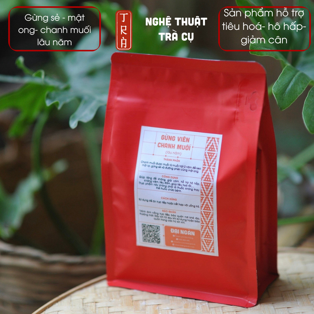 Mứt gừng chanh muối mật ong công thức riêng không dùng đường trắng túi ziper 500gr hủ pet 225gr
