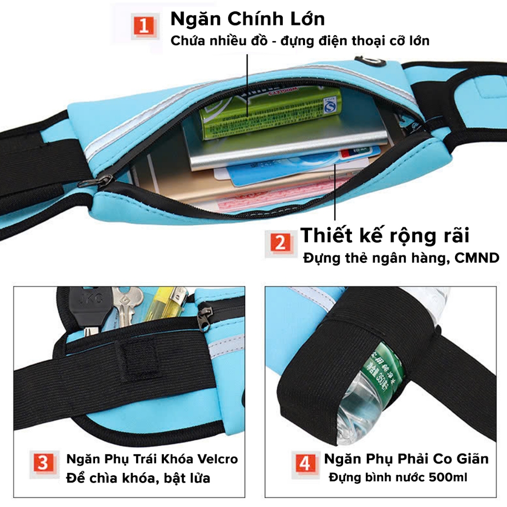 Ảnh Túi Đeo Bụng Chạy Bộ - Đai Đeo Điện Thoại Tập Gym Tập Thể Thao Đá Bóng Nam Nữ Chính Hãng Amalife – CB1 2