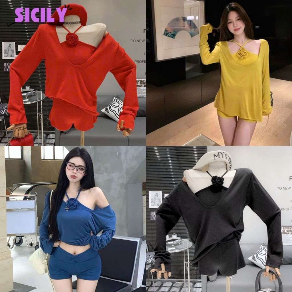 Set áo thun nữ tay dài Sicily set 3 món dáng rộng SET902