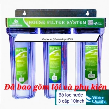 Bộ lọc nước sinh hoạt gia đình 3 cấp lọc 10 inch - Bộ lọc thô ( nấu ăn, tắm rửa, giặt giũ...)