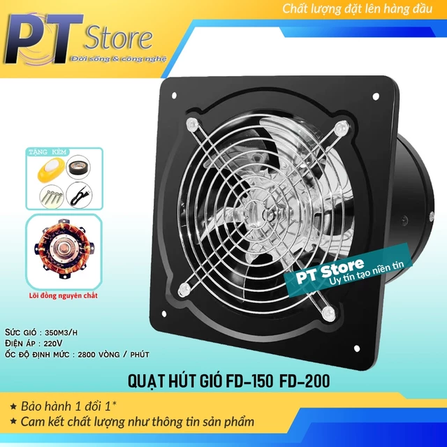 Quạt Hút Gió Model FD-100, FD-150 , FD-200 Thông Gió , Hút Mùi Nhà Bếp , Nhà Vệ Sinh , Phòng Ngủ