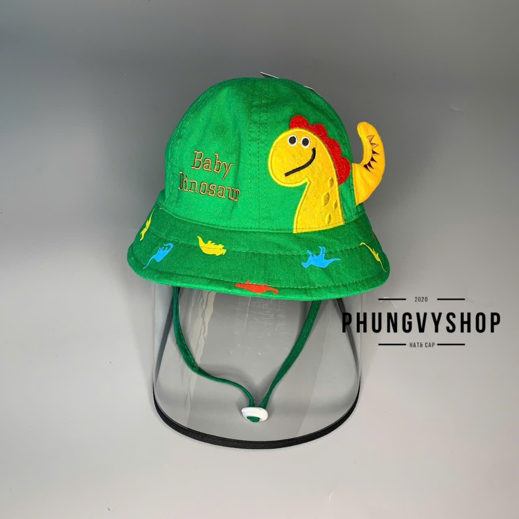 [Bé <12 tháng/vđ 47cm] Mũ chống giọt bắn, nón cản bụi BABY DINOSAUR