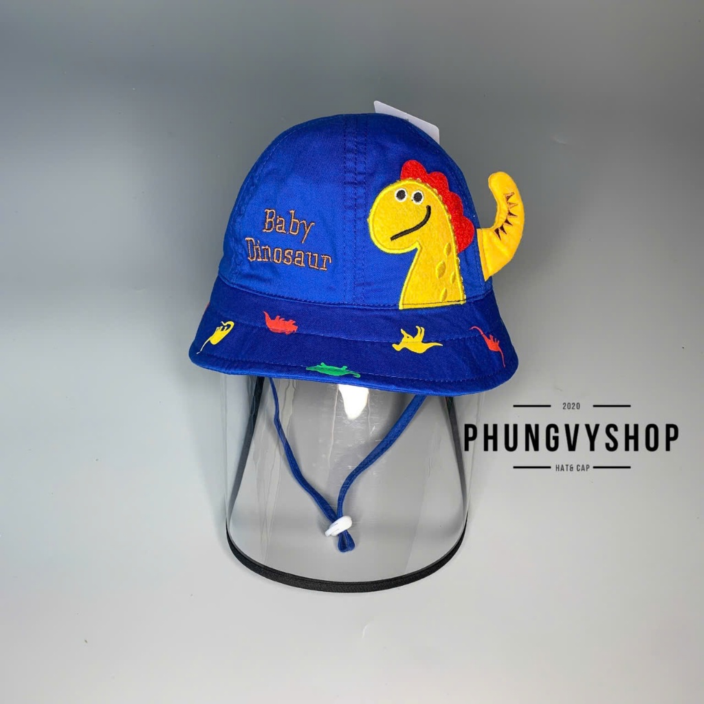 [Bé <12 tháng/vđ 47cm] Mũ chống giọt bắn, nón cản bụi BABY DINOSAUR