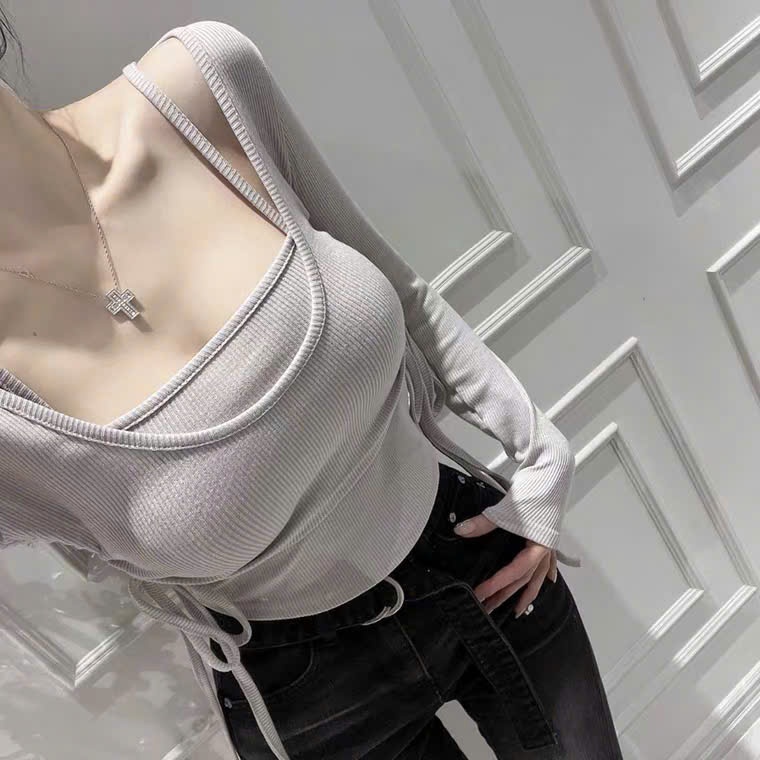 Áo thun nữ tay dài Sicily ôm body dây rút sườn RE903
