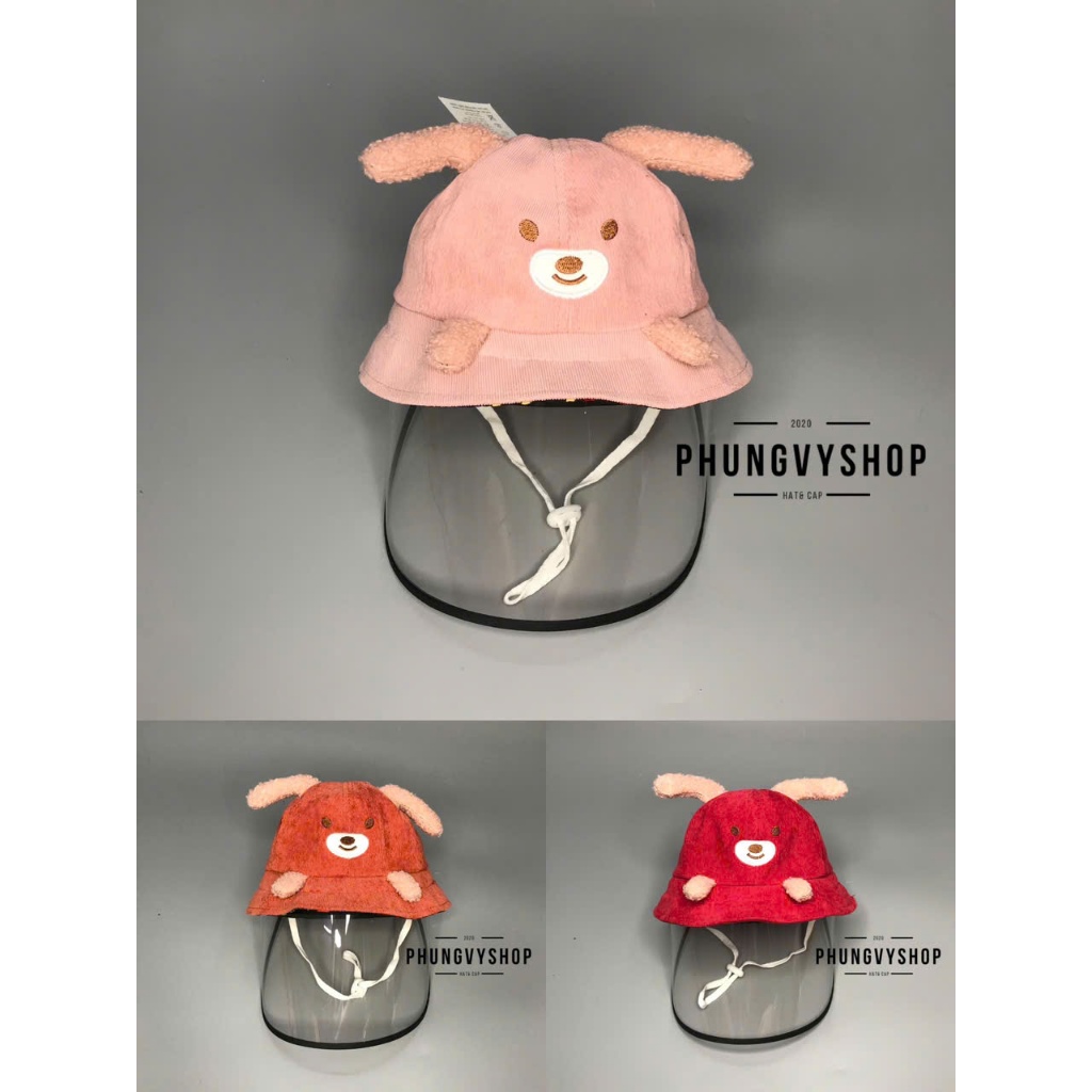 BÉ khoảng <18 tháng/vòng đầu48cm] Mũ chống GIỌT bắn, mũ cản bụi bạn cún dễ thương- nón cho bé