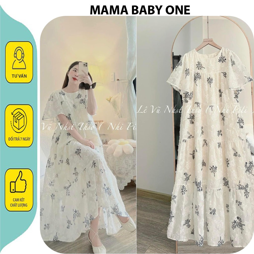 [V344] VÁY BẦU ĐẦM BẦU CÔNG SỞ DỰ TIỆC ĐẦM BẦU BABAYDOLL HOA VOAN TƠ ...