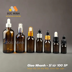 Lọ chiết tinh dầu, serum thủy tinh nâu các loại nắp 5ml 10ml 15ml 20ml 30ml 50ml 100ml