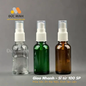 Lọ chiết tinh dầu, serum thủy tinh nắp xịt phun sương trắng/ đen 5ml 10ml 15ml 20ml 30ml 50ml 100ml