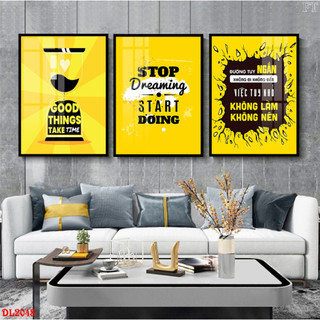 Tranh Laminate Tráng Gương - Tranh Slogan Treo Tường Trang Trí Văn Phòng, Phòng Làm Việc Tạo Động Lực Bộ 3 Tấm