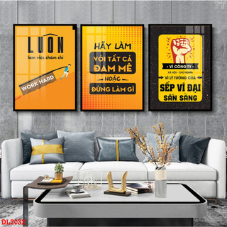 Tranh Laminate Tráng Gương - Tranh Slogan Treo Tường Trang Trí Văn Phòng, Phòng Làm Việc Tạo Động Lực Bộ 3 Tấm