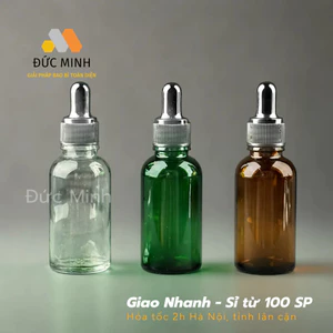 Lọ chiết tinh dầu mỹ phẩm, serum thủy tinh nắp bóp đen 5ml 10ml 15ml 20ml 30ml 50ml 100ml
