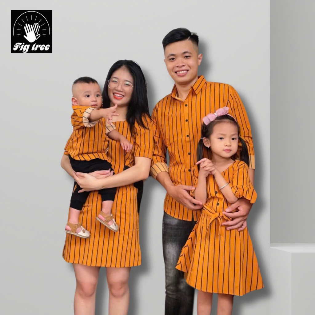 Combo đồng phục Gia đình Fig Tree sọc vàng siêu xinh ( MS :145C)