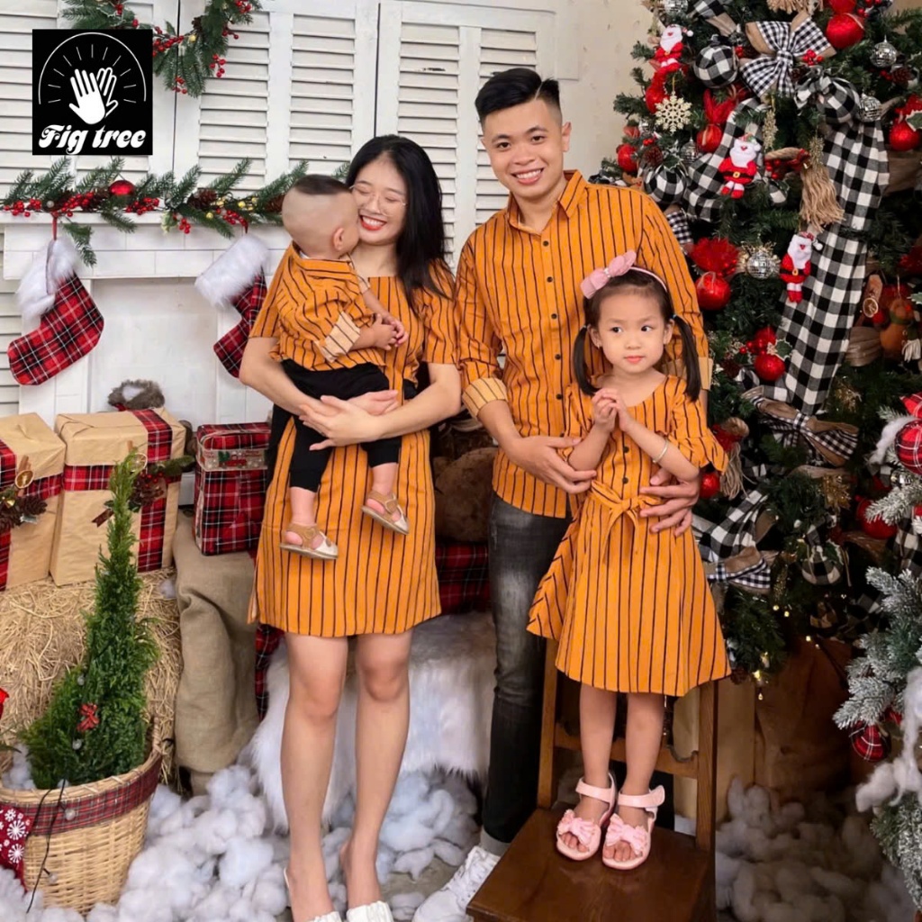 Combo đồng phục Gia đình Fig Tree sọc vàng siêu xinh ( MS :145C)