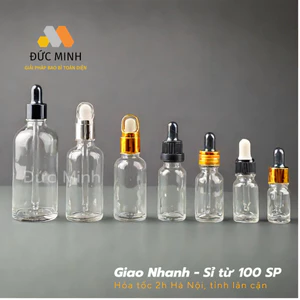 Lọ chiết tinh dầu, serum thủy tinh trong nắp bóp serum