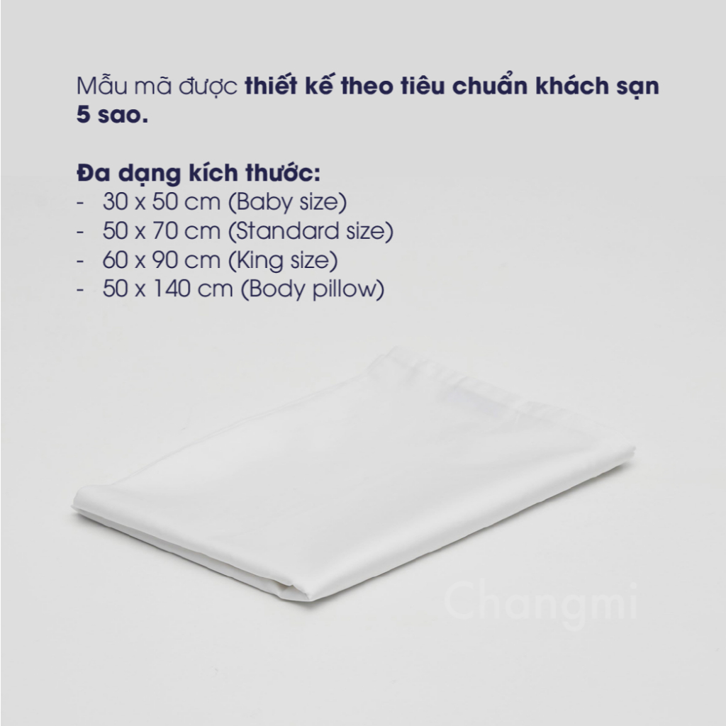 Ảnh Vỏ gối Changmi Bedding Cotton Sateen trắng 700TC cao cấp mềm mượt, ít nhăn và dày dặn. Tiêu chuẩn khách sạn 5 sao 4