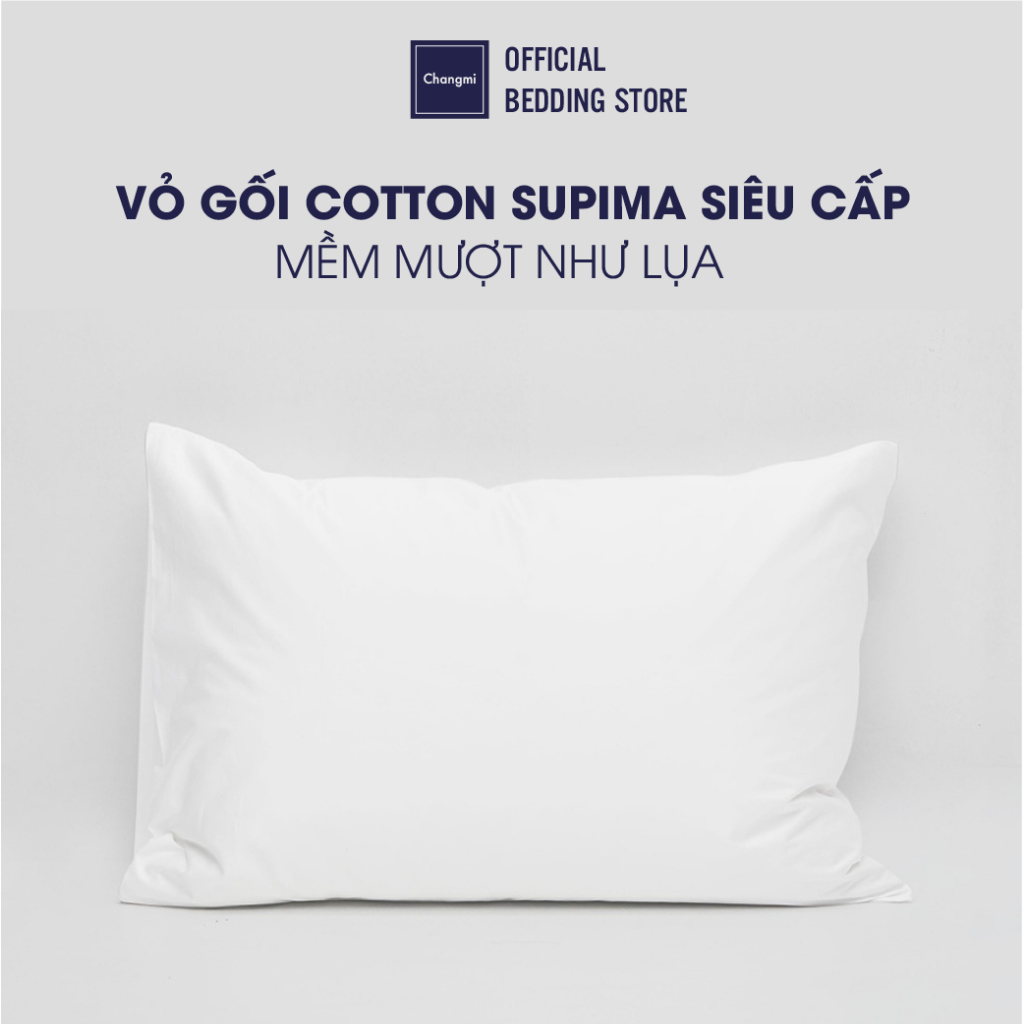 Ảnh Vỏ gối Changmi Bedding Cotton Supima trắng 400TC cao cấp cực kỳ mềm mượt và mát. Tiêu chuẩn khách sạn 5 sao 1