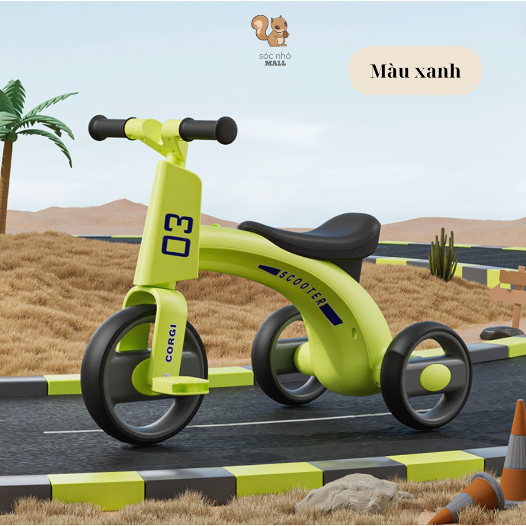Xe đạp ba bánh thăng bằng có nhạc đèn cho bé Corgi Baby 916 cho bé