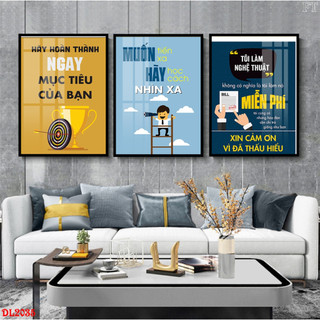 Tranh Laminate Tráng Gương - Tranh Slogan Treo Tường Trang Trí Văn Phòng, Phòng Làm Việc Tạo Động Lực Bộ 3 Tấm (60x90cm)
