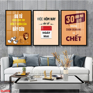 Tranh Laminate Tráng Gương - Tranh Slogan Treo Tường Trang Trí Văn Phòng, Phòng Làm Việc Tạo Động Lực Bộ 3 Tấm (60x90cm)
