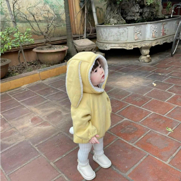 (HÀNG CÓ SẴN) Hoddie Tai Thỏ hàng QCCC cover Hàn Quốc nỉ chất vải đẹp mềm mịn ấm cho bé trai, bé gái