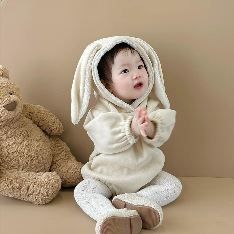 (HÀNG CÓ SẴN) Hoddie Tai Thỏ hàng QCCC cover Hàn Quốc nỉ chất vải đẹp mềm mịn ấm cho bé trai, bé gái