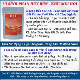Men Vi sinh Bể Cá, Ao Nuôi Tôm Công Nghiệp BZT Đỏ, Vi Sinh Làm Trong Nước, Phân Hủy Bùn, Khử Mùi Hôi. Gói 227gram