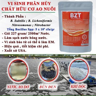 Men Vi sinh Bể Cá, Ao Nuôi Tôm Công Nghiệp BZT Đỏ, Vi Sinh Làm Trong Nước, Phân Hủy Bùn, Khử Mùi Hôi. Gói 227gram