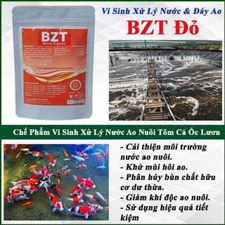 Men Vi sinh Bể Cá, Ao Nuôi Tôm Công Nghiệp BZT Đỏ, Vi Sinh Làm Trong Nước, Phân Hủy Bùn, Khử Mùi Hôi. Gói 227gram