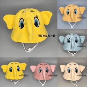 Bé Trên 2-6 Tuổi/ VĐ 52cm_Mũ bucket tai bèo vành trai gái trẻ em phungvyshop nón BO trug CHÚ VOI CON