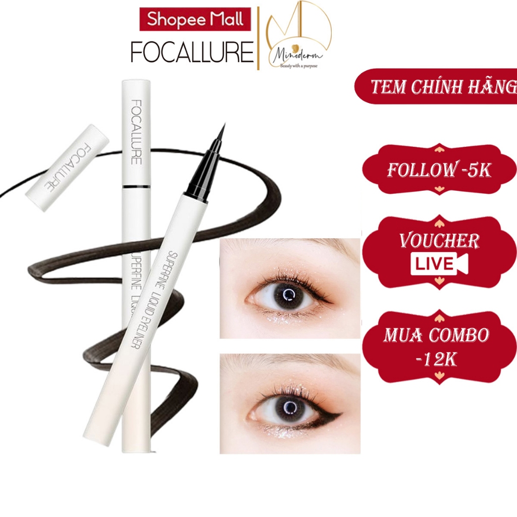 Ảnh Bút kẻ mắt nước FOCALLURE dạng lỏng, chống thấm nước, nhanh khô 0.6g FA-200 1
