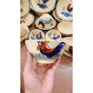 Bộ Chén Dĩa Tô Con Gà Trống - Dành Cho 4 Người - Gốm Lái Thiêu - Gốm Xưa Cho Người Hoài Niệm - Gốm Sứ Nam Bộ