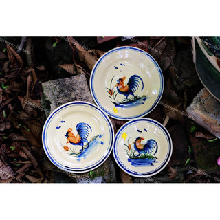 Bộ Chén Dĩa Tô Thố Con Gà Trống - Dành Cho 5 Người - Gốm Lái Thiêu - Gốm Xưa Cho Người Hoài Niệm - Gốm Sứ Nam Bộ