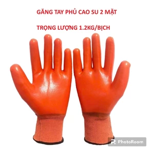 Bịch 12 đôi găng tay sơn da cam dày 1.2kg/bịch, găng tay phủ cao su màu da cam