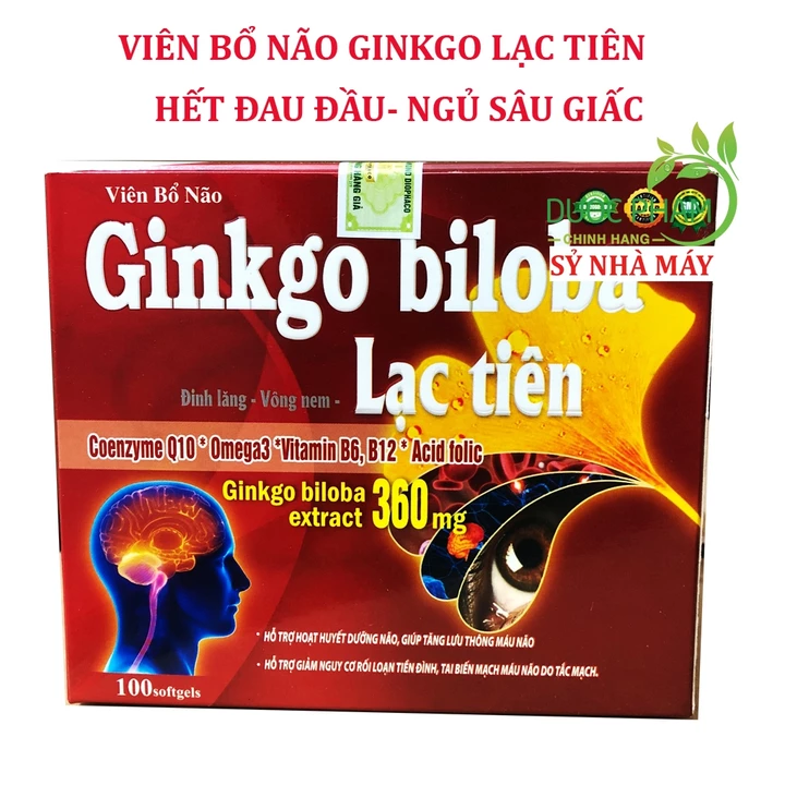 Viên bổ não Ginkgo biloba Lạc Tiên giúp hoạt huyết dưỡng não - an thần ngủ ngon ( hộp 100 viên)