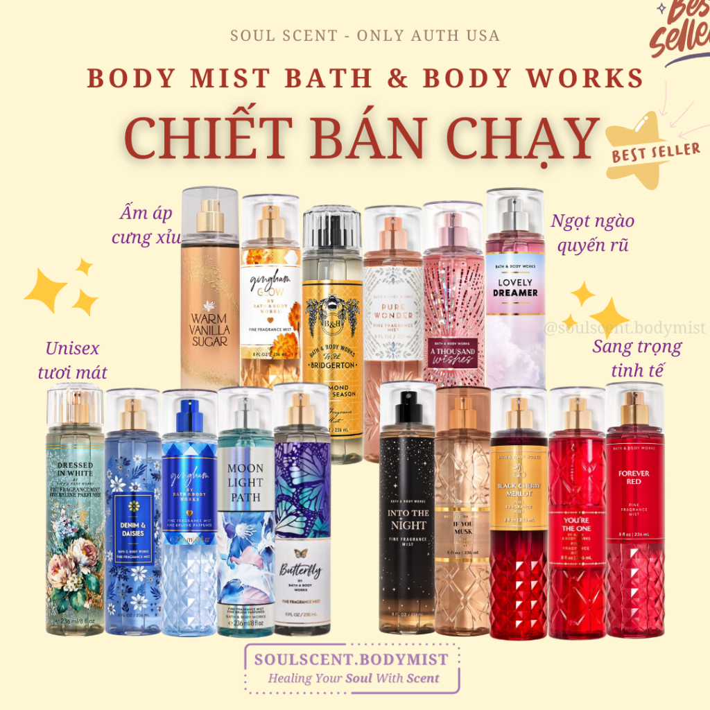 [Chiết Bán Chạy] Body mist xịt thơm nước hoa toàn thân Bath & Body ...
